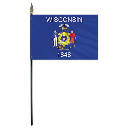 Global Flags Unlimited Wisconsin Stick Flag 4"x6" E Gloss 200719